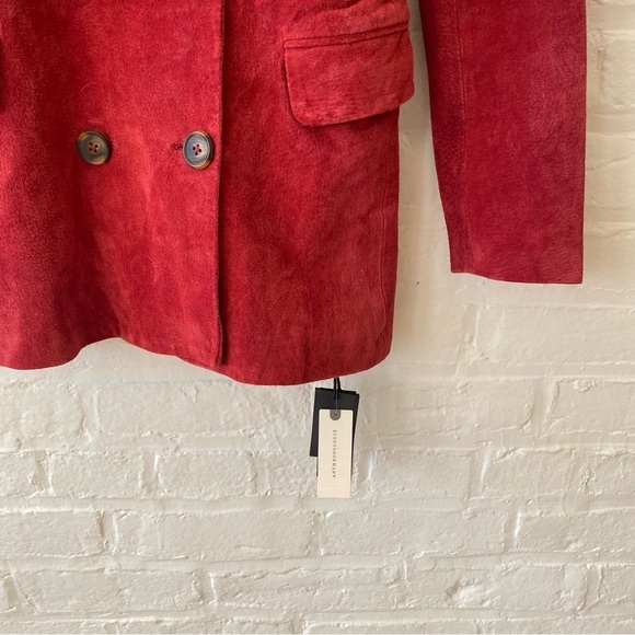 Anthropologie || Blank NYC Suede Leather Double Breasted Blazer Red XS NWT - Picture 4 of 10
